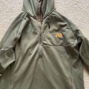 First Lite Klamath Quarter Zip Hoodie Grid Fleece - Size Large - Conifer Green